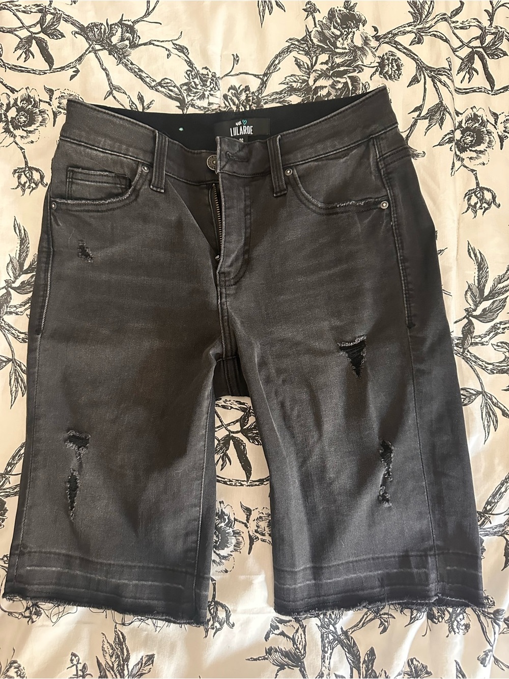 LuLaRoe Distressed Black Denim Shorts